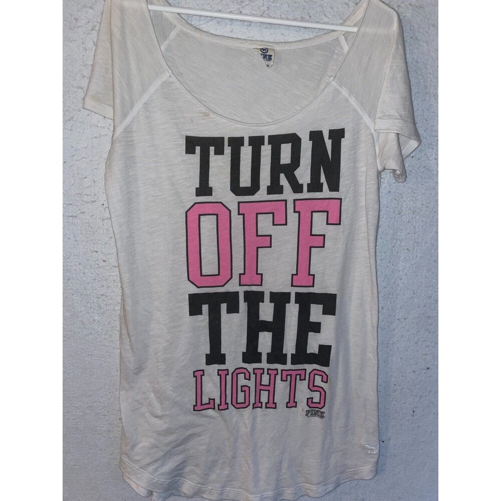 Victoria Secret PINK sleepshirt S pj women's short gown TURN OFF THE LIGHTS